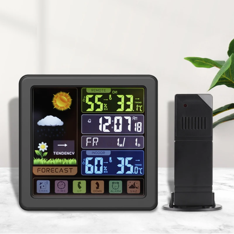 Wireless Weather Station Clock Alarm China Factory Supplied Top Quality Color Hygrometer Thermometer Weather Station