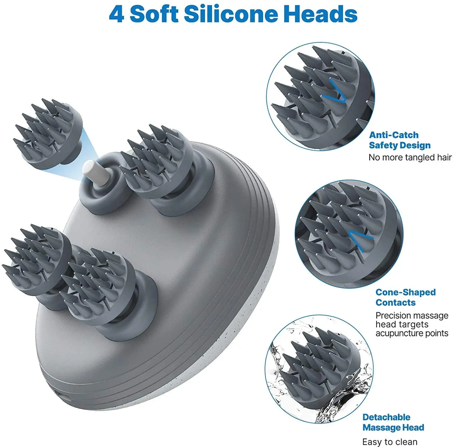 Rechargeable Waterproof Head Massager Rhead Scratcher Electric Scalp Head Massage Facial Massager 20ua MAX Reduce Head