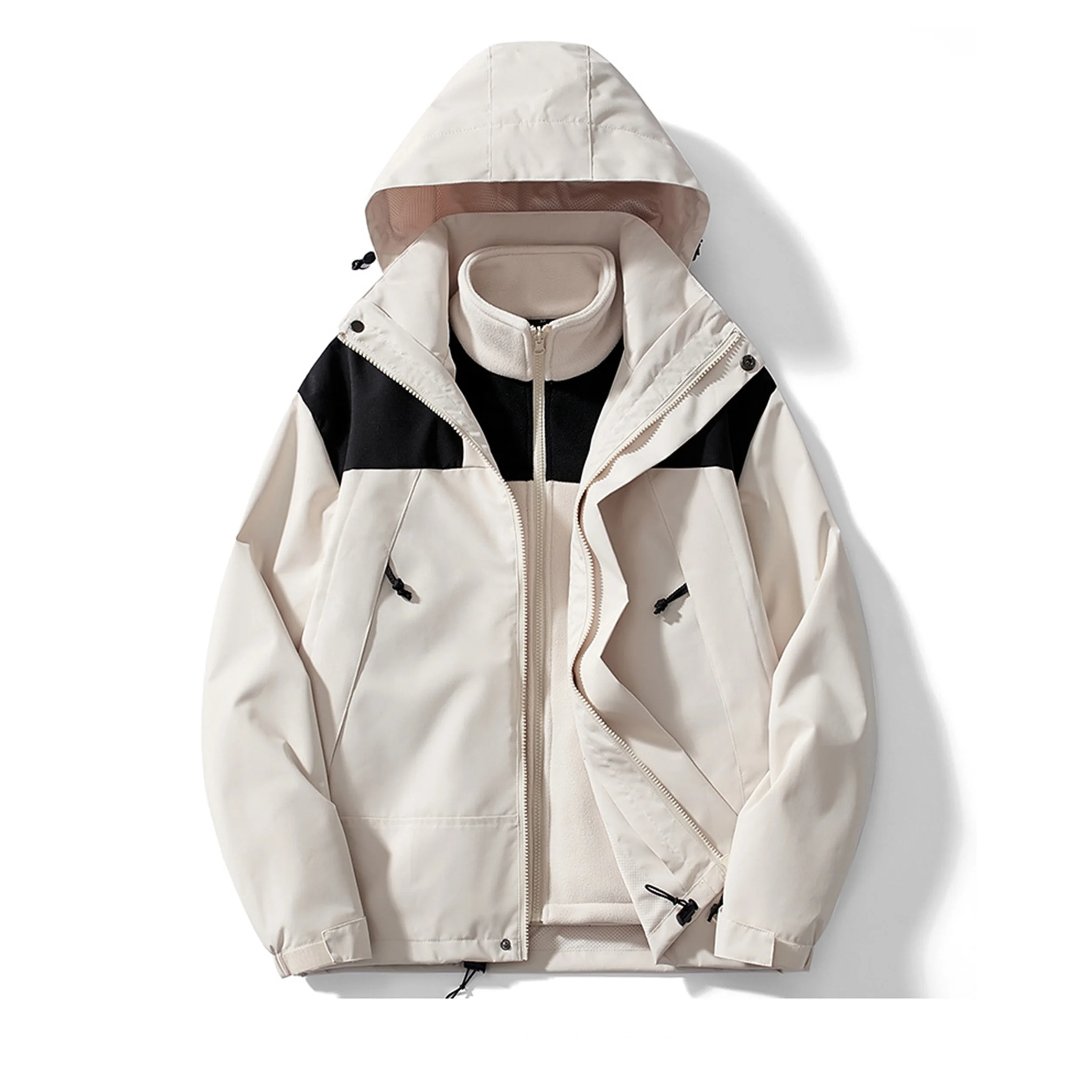 Wholesale 3 In 1 detachable two-piece windproof waterproof fleece jacket For Men