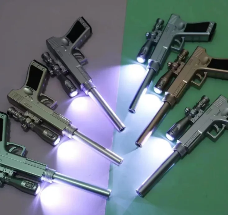 Botu Gun Shape Gel Pen With LED Light Office Student Gift Writing Pens Funny Toy Sniper Gun Pen Shape Stationery