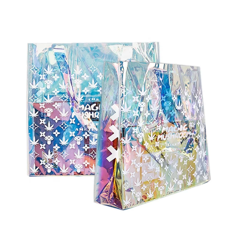 PVC Laser Handbag Large Capacity Shopping Transparent Bag Instagram Colorful Gift Christmas Gift Packaging Bag