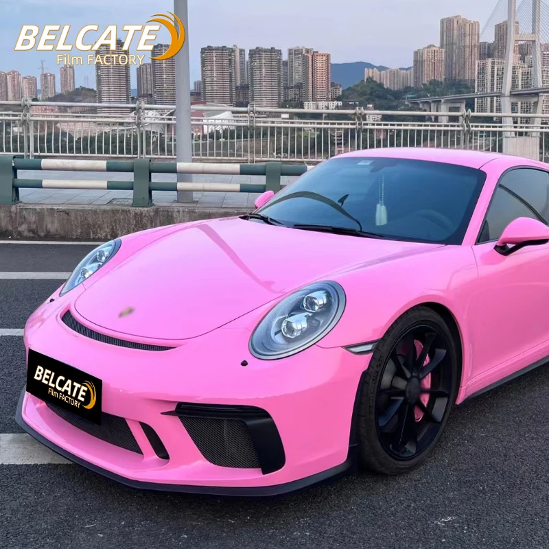 Premium PET Glossy Barbie Powder Car Aluminum foil plastic film paper roll Packaging Sticker vinyl Car Super bright