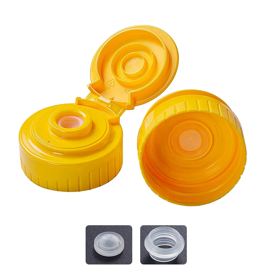 Leak-proof upgrade, hole enlarging 38/400 40mm 53mm honey condiment bottle cap Silicone valve plastic flip top cap