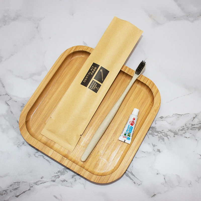 Eco friendly hotel tooth brush wheat straw handle material disposable toothbrush