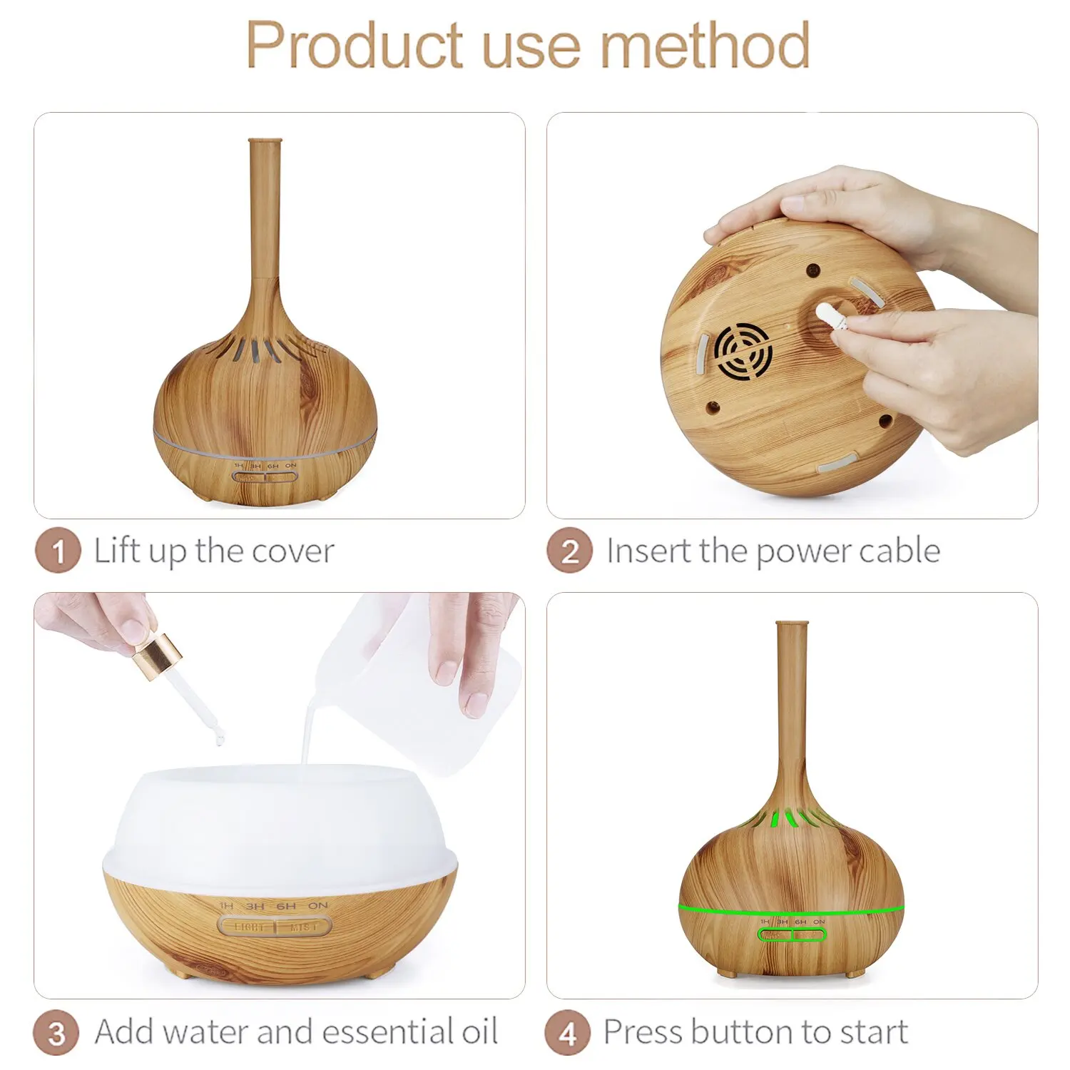 Vase Home Wood Grain Air Aromatic Diffuser Humidifier Home Aromatherapy Essential Oil Electric Aroma Diffuser aroma diffuser Le