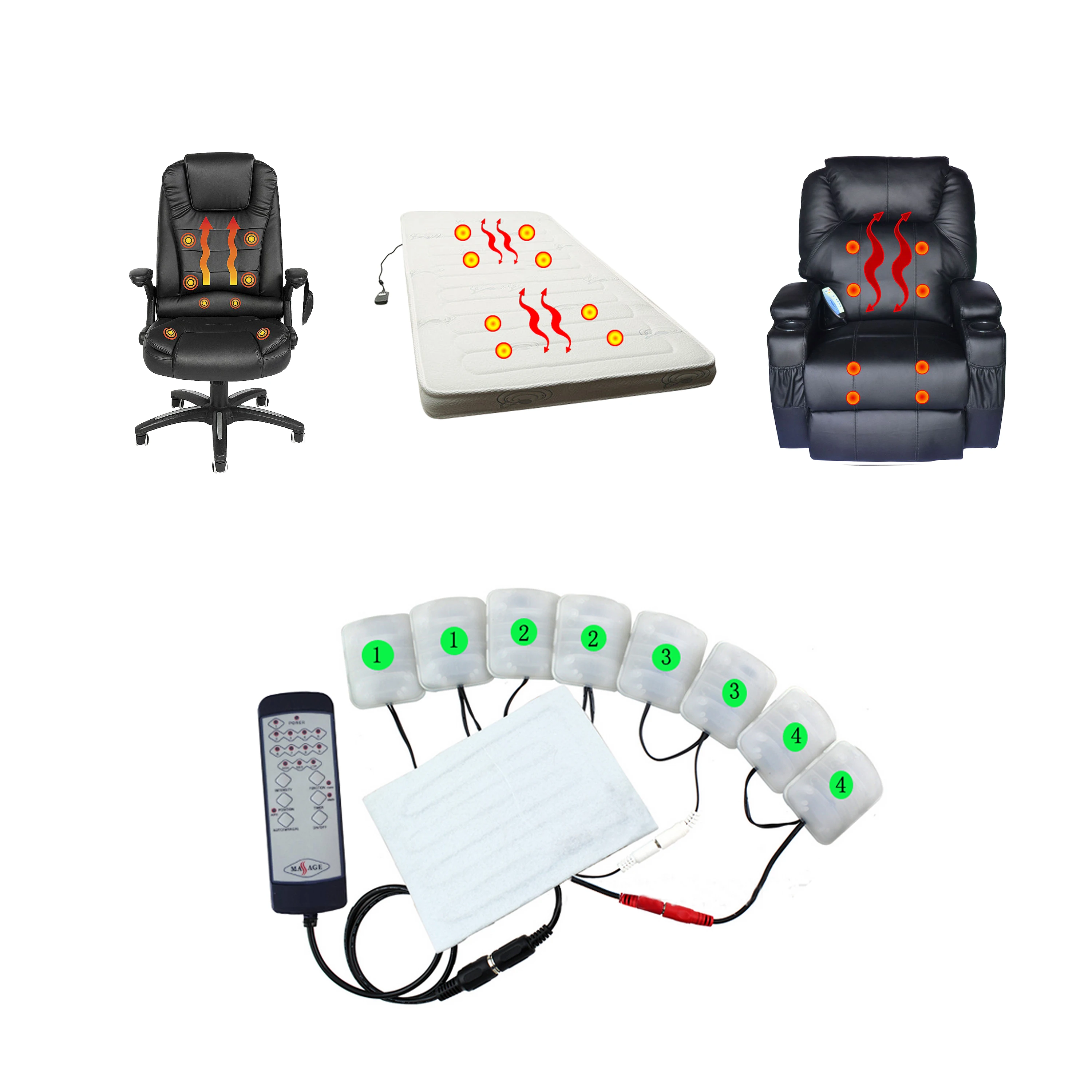 109-8Jr Electric Timing 8 Ball Motor 9 Massage Back Massage Heat Vibration Modes Control Spare Parts For Massage Chair