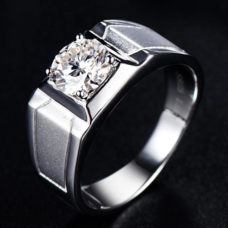 
S925 sterling silver wide domes domineer men ring 1 carat moissanite engagement ring 