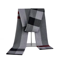 2021 Factory Wholesale British Style Winter Men Wool Knitted Scarf  Warm Thick Plaid Scarf