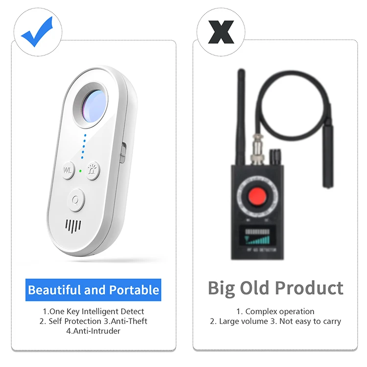 Anti SpyDetector Hidden Camera Detector Wireless Audio Bug Camera For GPS Tracker Listening Device Camera Finder