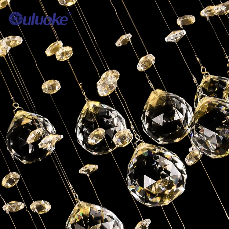 Custom Nordic Modern Style Pendant Light Hotel Lobby Long Ceiling K9 Crystal Staircase Led Chandelier