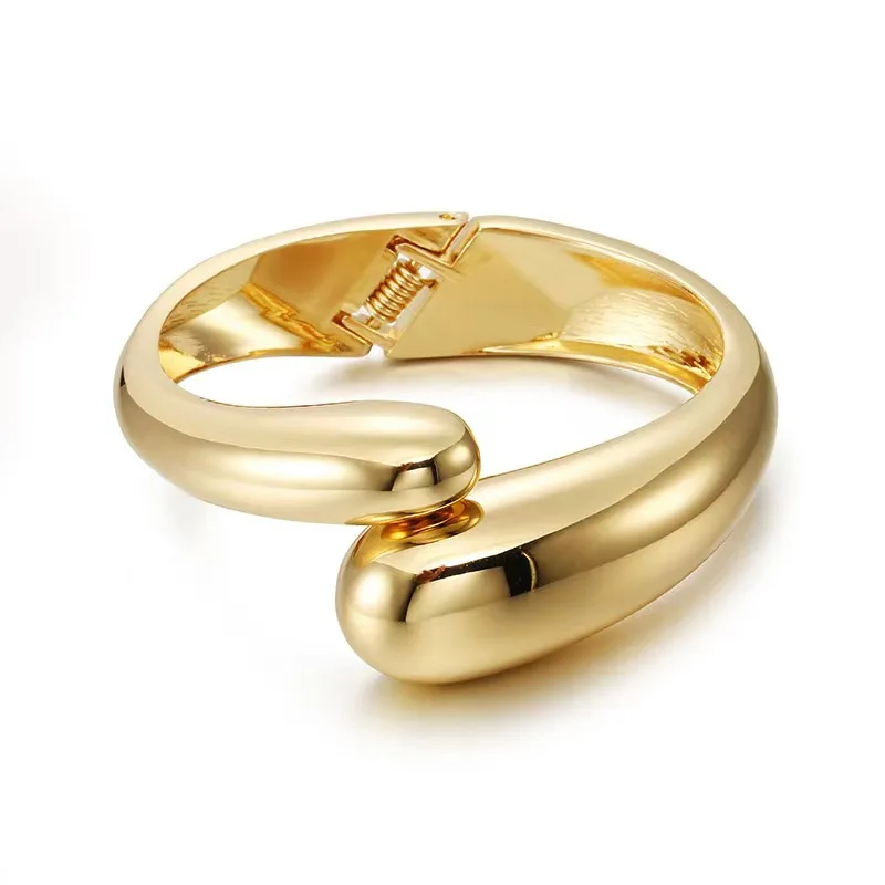 High Quality Large Small Double Ended Overlapping Smooth Cross Diagonal Spring Bangles Bracelet