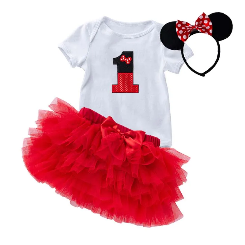 First Birthday Polka Dots Romper Tulle Dress Mouse Ear Newborn first birthday dress for a baby girl MBGO-005
