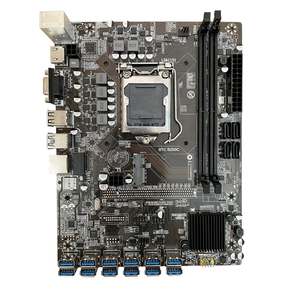 B250C USB Motherboard Supports 12 Graphics Card GPU LGA 1151 DDR4 in Stock Motherboards