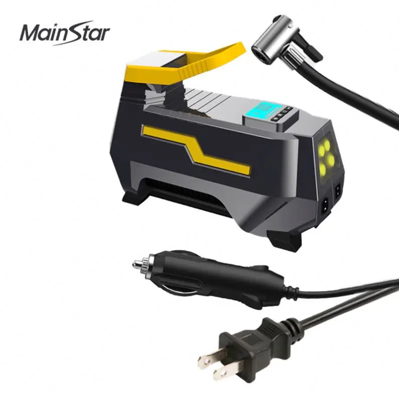 AC/DC Power Supply Portable Air Compressor Pump with Analog Display to 150 PSI for Home (110V) and Car (12V)