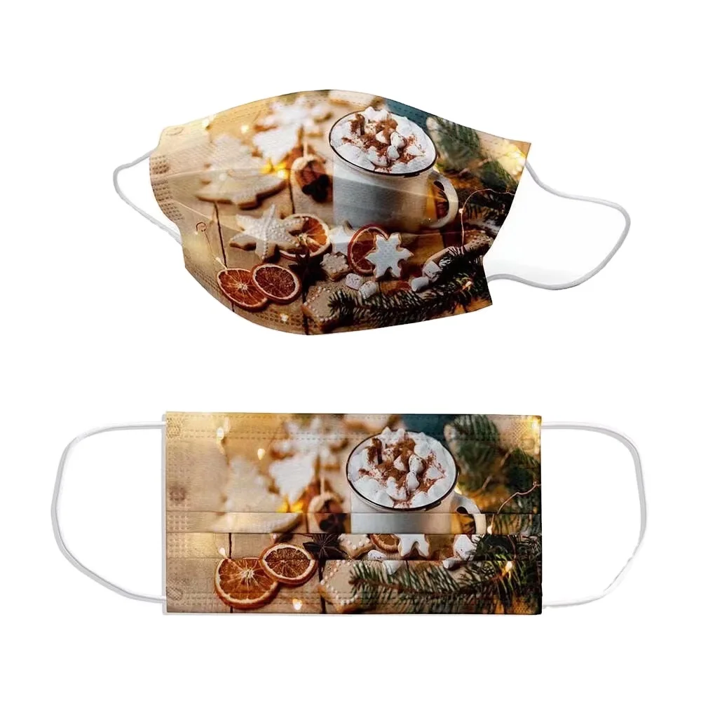 Merry christmas face mask for party masquerade with 3ply disposable surgical dental masks custom for adult and kid facemask