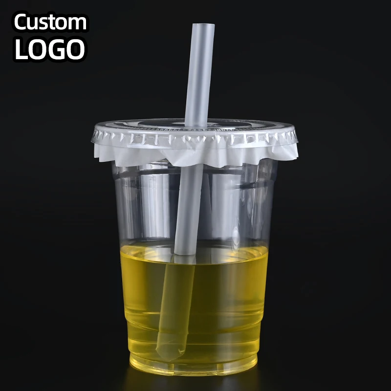 customized plastic cup 16 oz disposal iced coffee cups bubble tea boba pet cold lemon tea plastic cups with lids vasos plastico