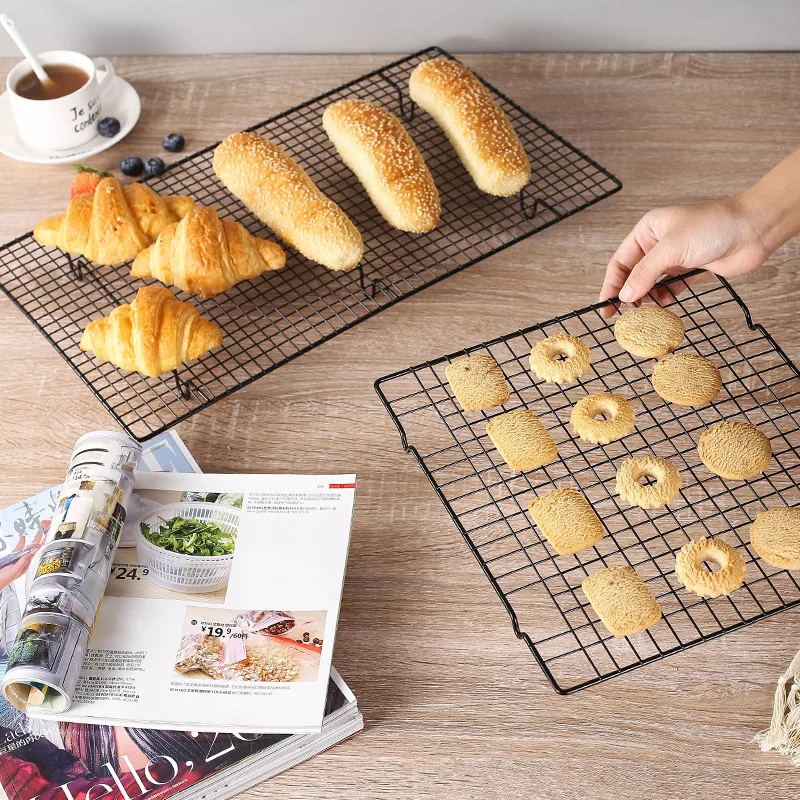Manjia High Quality Stainless Steel Nonstick Roasting Enamel Oven Grid Cooling Rack Cookies Cakes Baking