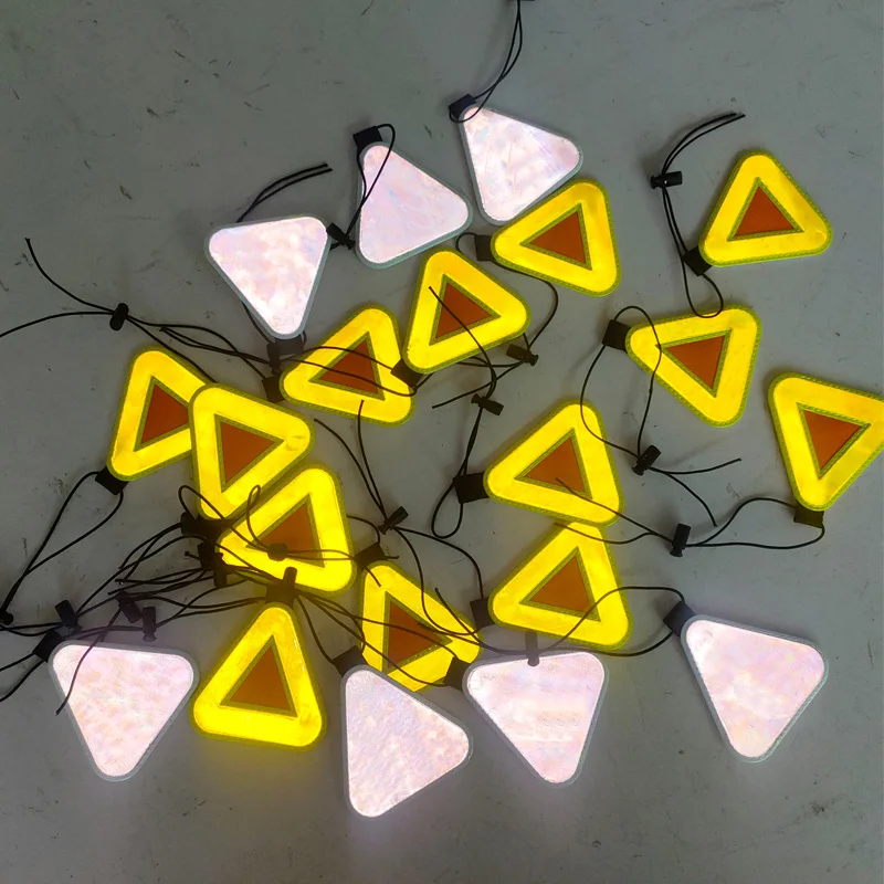 night bike bicycle road riding cycling high visible safety creative accessories hi viz reflective warning triangle tag pendant