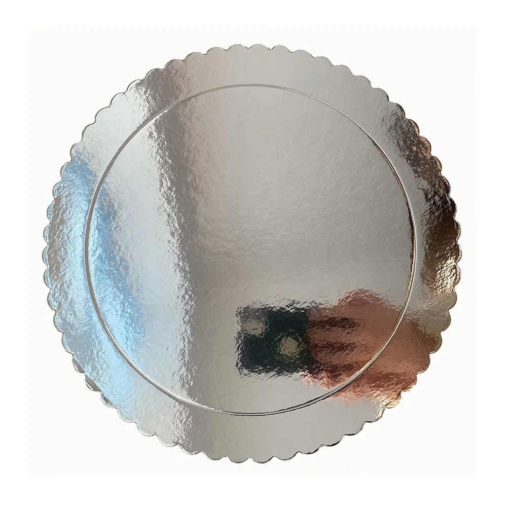 Round Golden Silver Scalloped Cake Board Wedding Decorating Disposable Circle Cardboard Cake Base