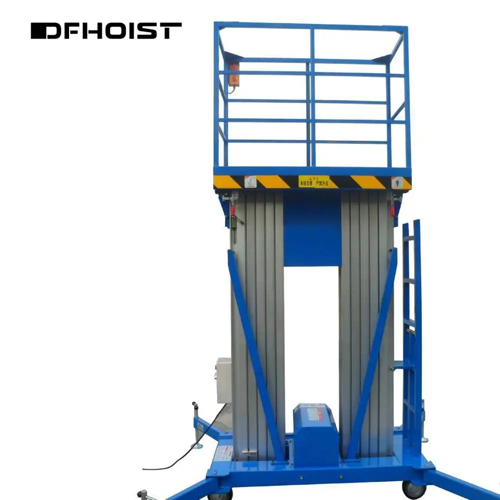 Мобильный Электрический двойной мачты гидравлический алюминиевый вертикальный человек Лифт, телескопический человек Лифт