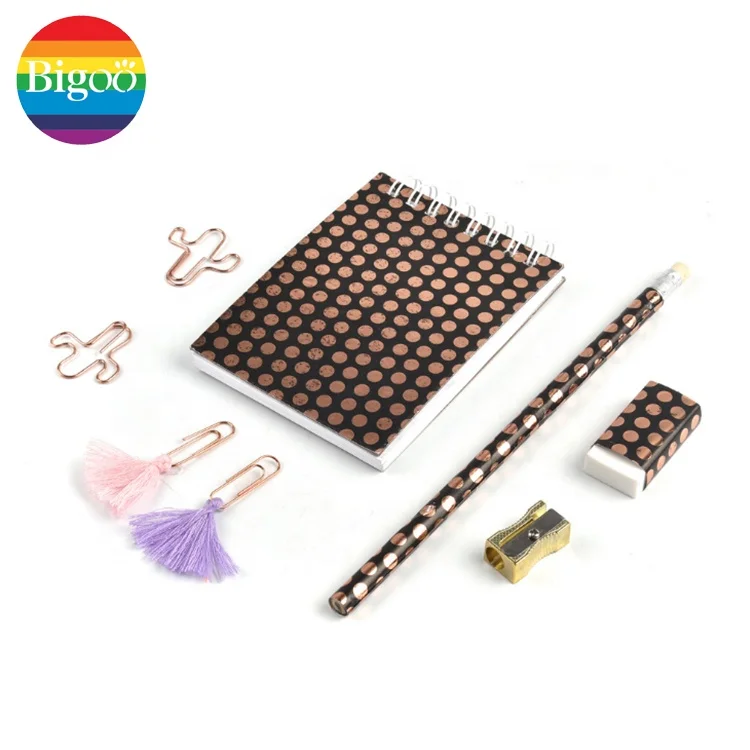 Rose gold office stationery set in gift box for promotional or gift