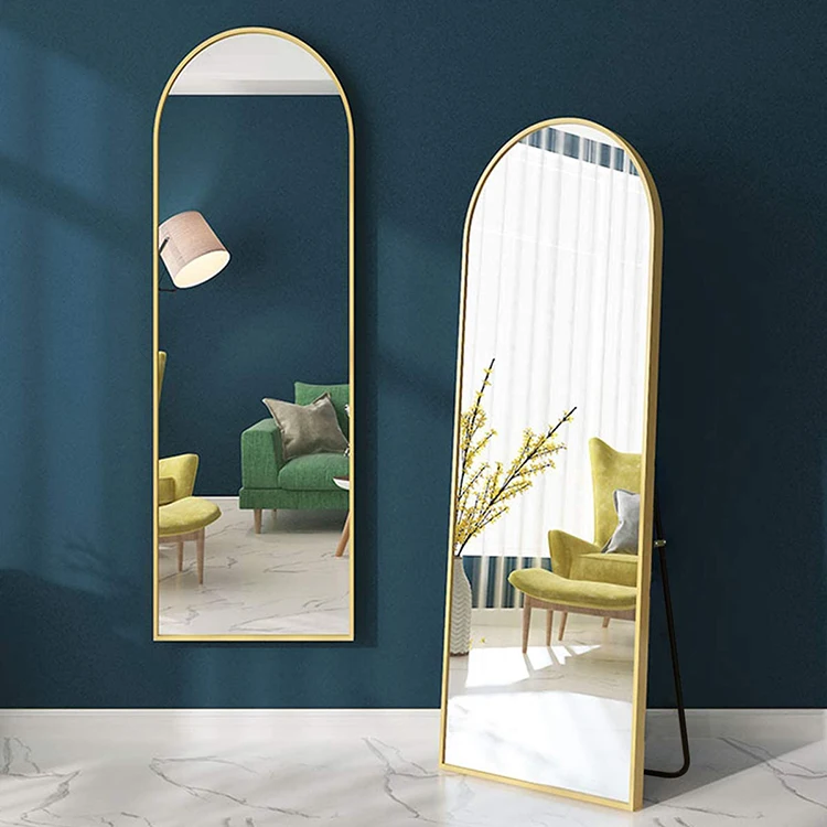 Simple Design Frame Arc Mirror Full Length Mirror Floor Standing Mirror With Support Frame