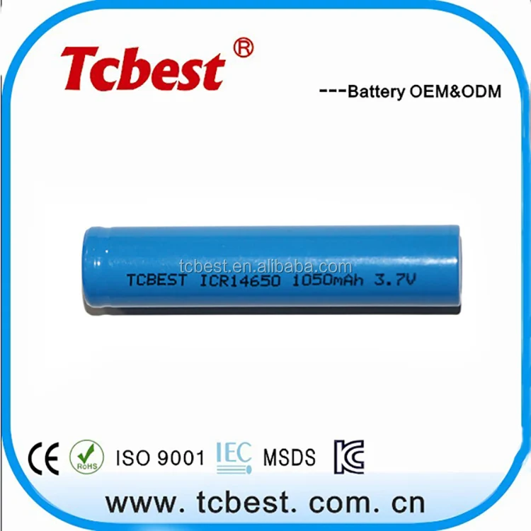 ICR14650 Lithium Ion Rechargeable Battery 3.7V  1050mah for electronic toys,Flashlight, wireless microphone, remote control