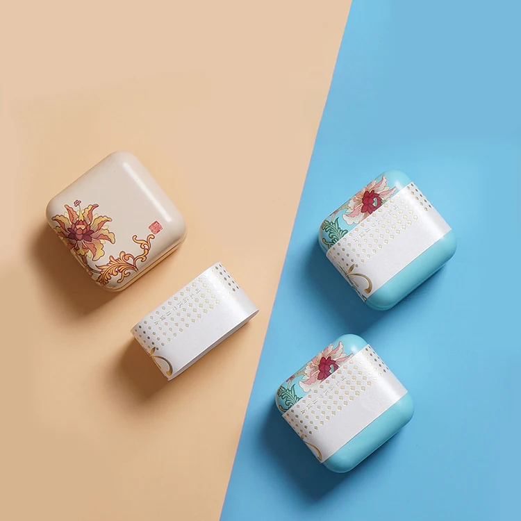 Creative Small Square Tea Tin Can Packaging Scented Tea Black Tea Tin Can Girdle Belt Sleeve For Tin Box