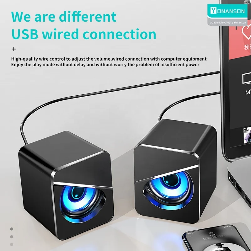 Newly Universal Small 3D Woofer Desktop Table USB 3.5MM Audio PC External Speaker Compatible with Computer,Smartphone,Laptop