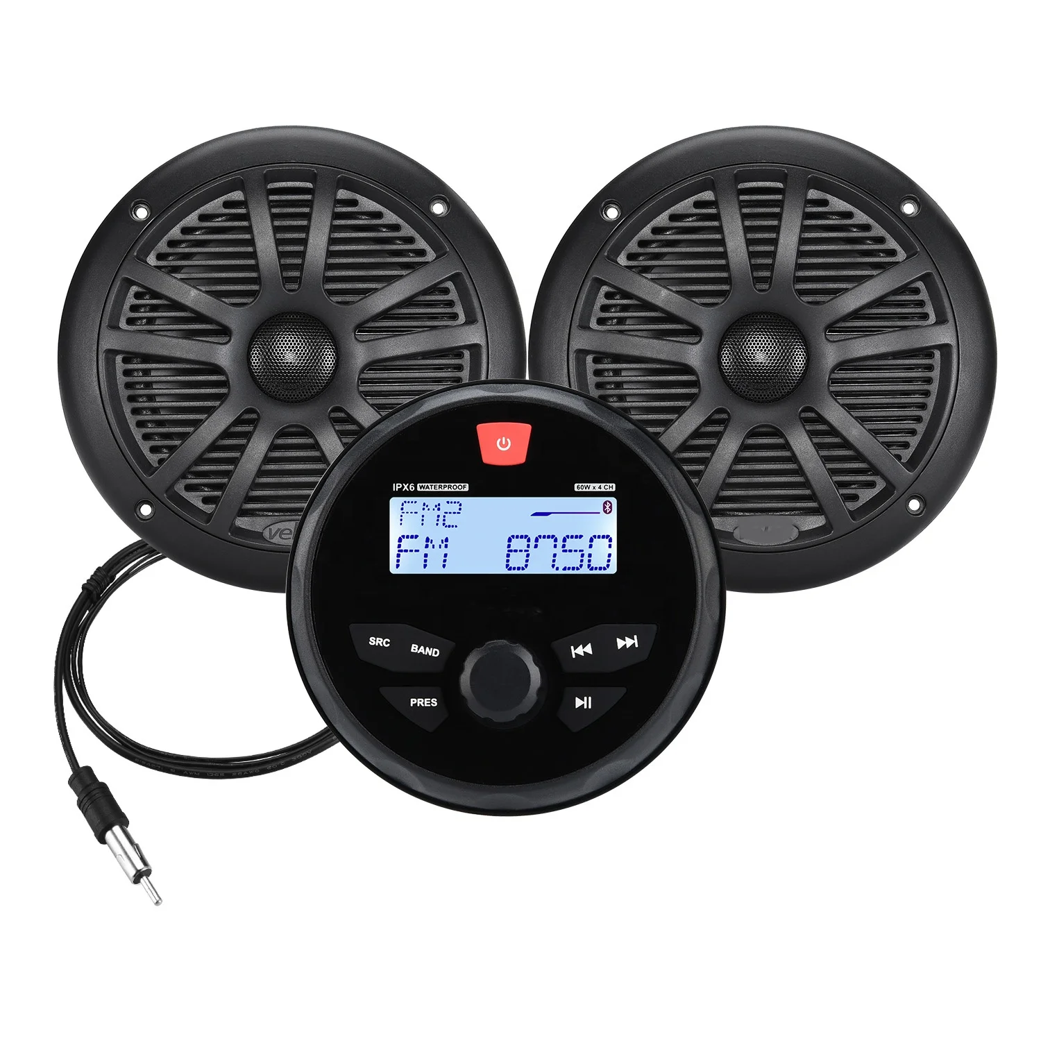 Marine Audio System Stereo Speaker set for  boat car ATV UTV Golf cart RV