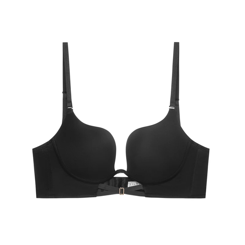 Backless Women Bras Push Up Bra Low Back Sexy Plunge Brassiere Multiway Invisible Seamless Deep U Lingerie for Ladies