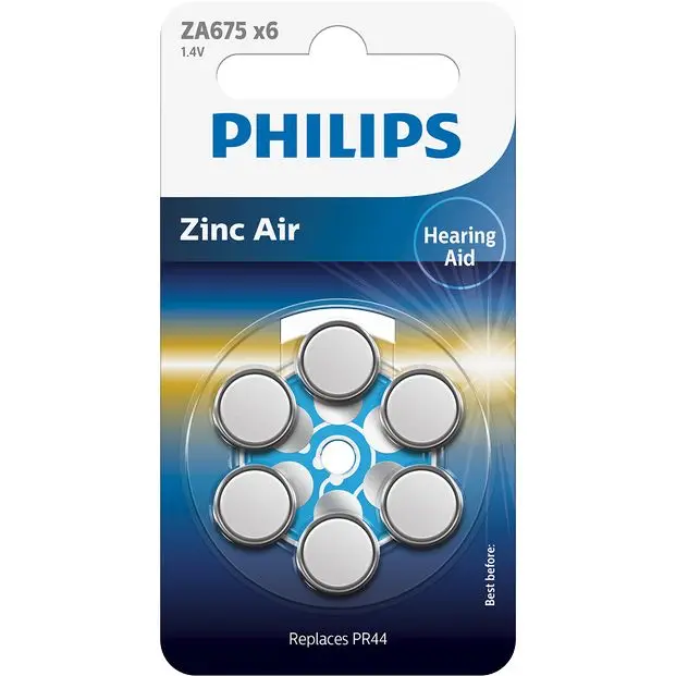 2024 Philips New Hearing Aid Batteries pack of 6 Zinc Air Hearing Aid Batterie ZA13