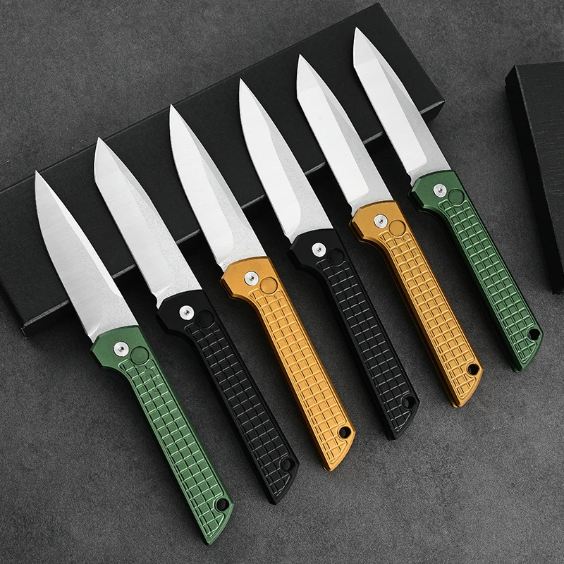New arrival OTS drop tanto folding knife OEM D2 steel tactical knife with aluminum handle Super CNC survival folded knife