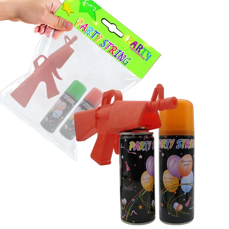high-quality 150ML non-flammable Party String with Toy-Gun /Crazy Ribbon with Toy-Gun