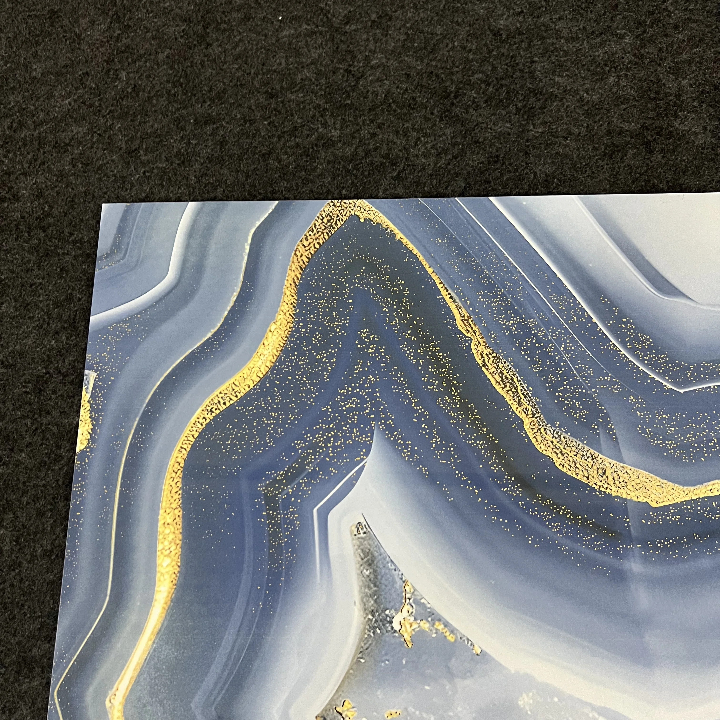 Sky Blue Ceramic Tile With Golden Sand And Golden Veins