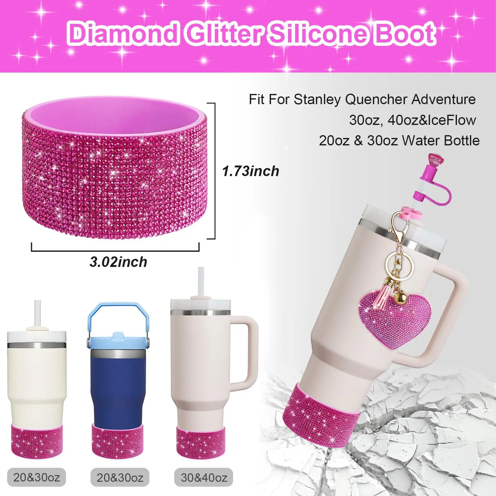 Tumbler Boot Handle Lanyard Holder Keychain Cup Pendant Handle Charms Straw Topper 40oz Bottle Accessories 5pcs Sets