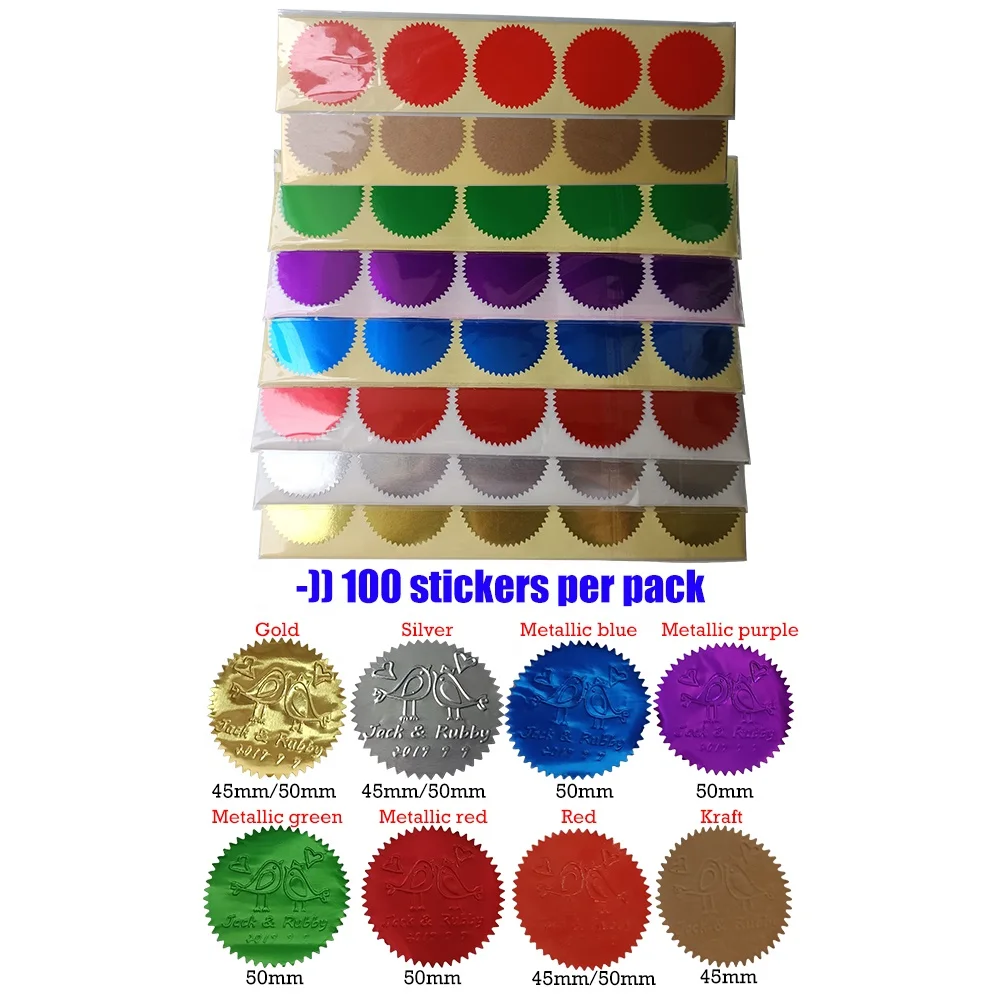 Diy scrapbooking blank adhesive embossed stickers seal embossing logo for printer embosser stamp