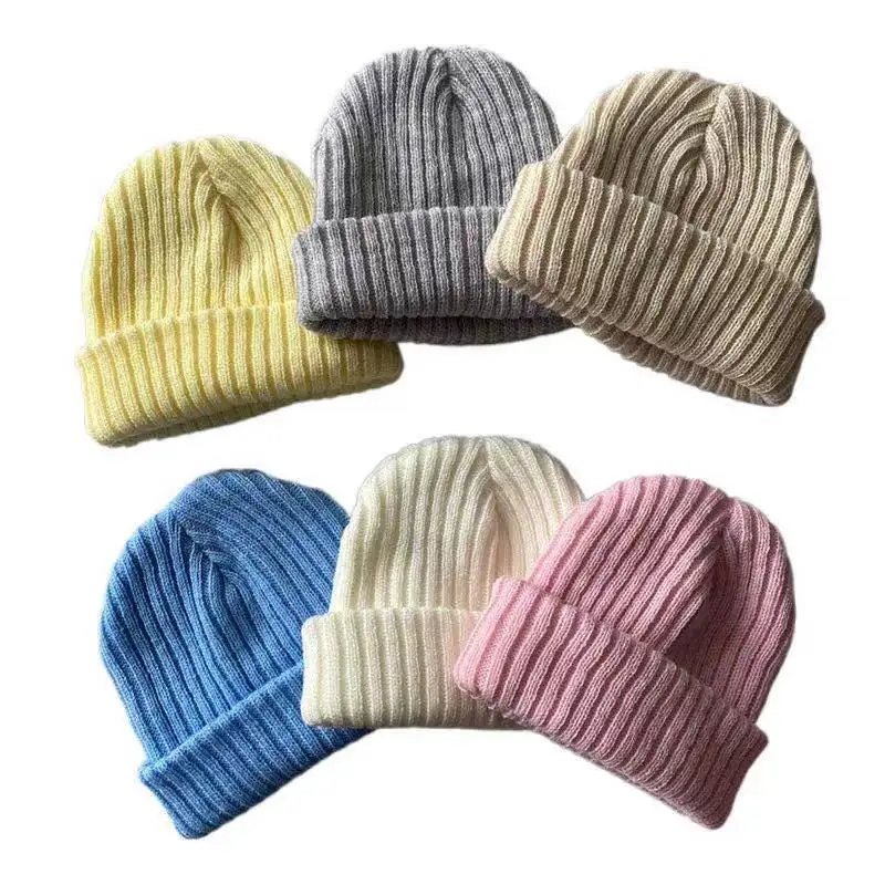 
High quality soft warm plain blank knitted baby hat newborn with Customize logo 