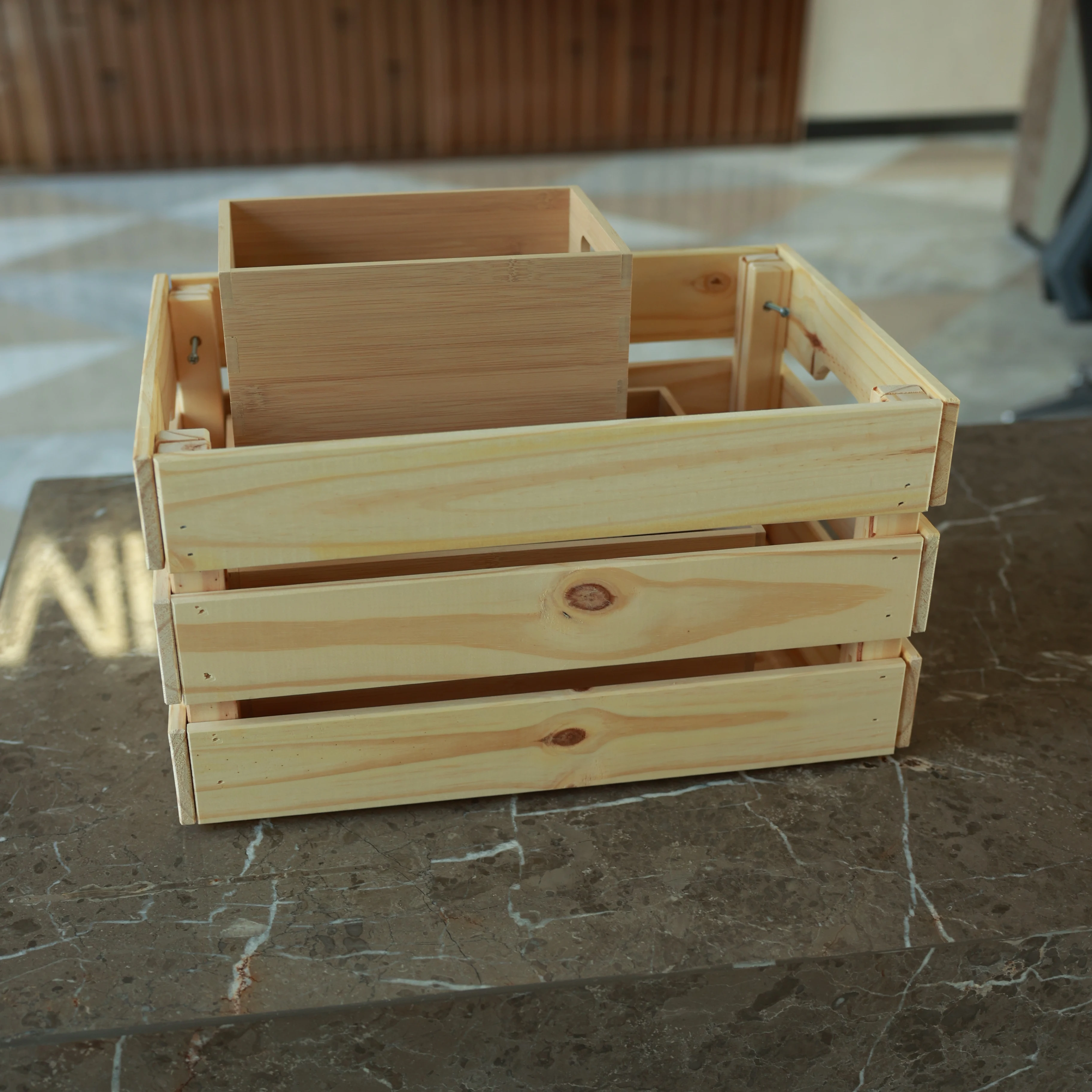 New Additions  space -saving storage Solid wooden storage box kitchen  storage basket