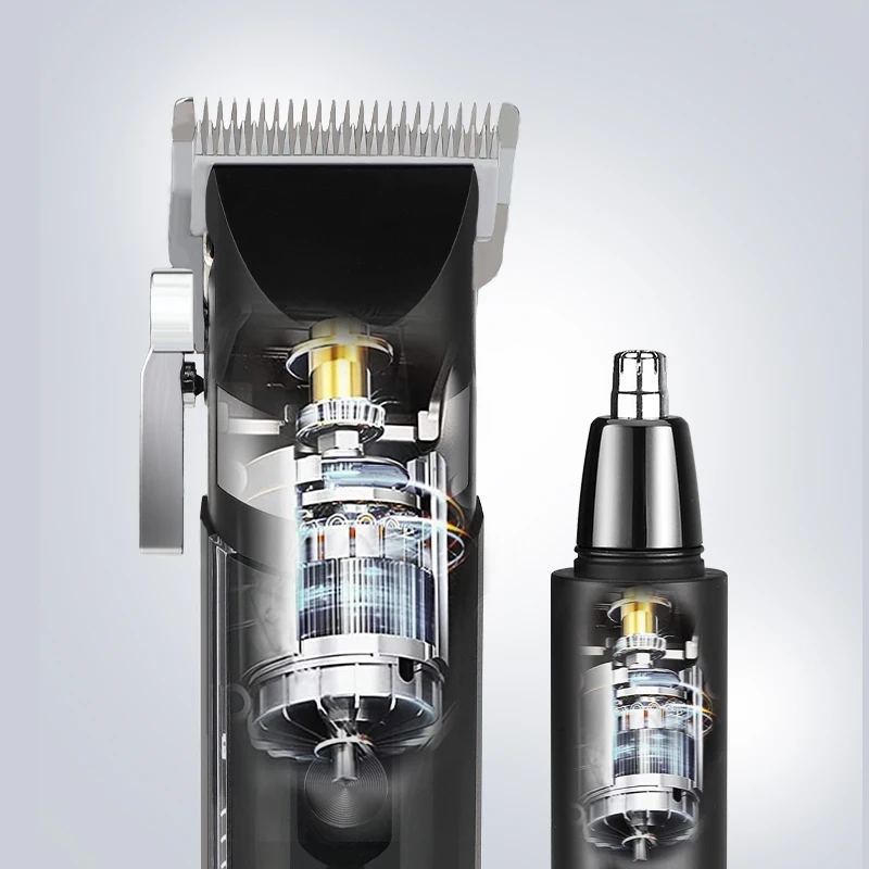 LM-2030 RESUXI Professional Portable Electric Barber Grooming Kit Men 2 1 Hair Clippers Beard Ear Nose Trimmer USB Customized