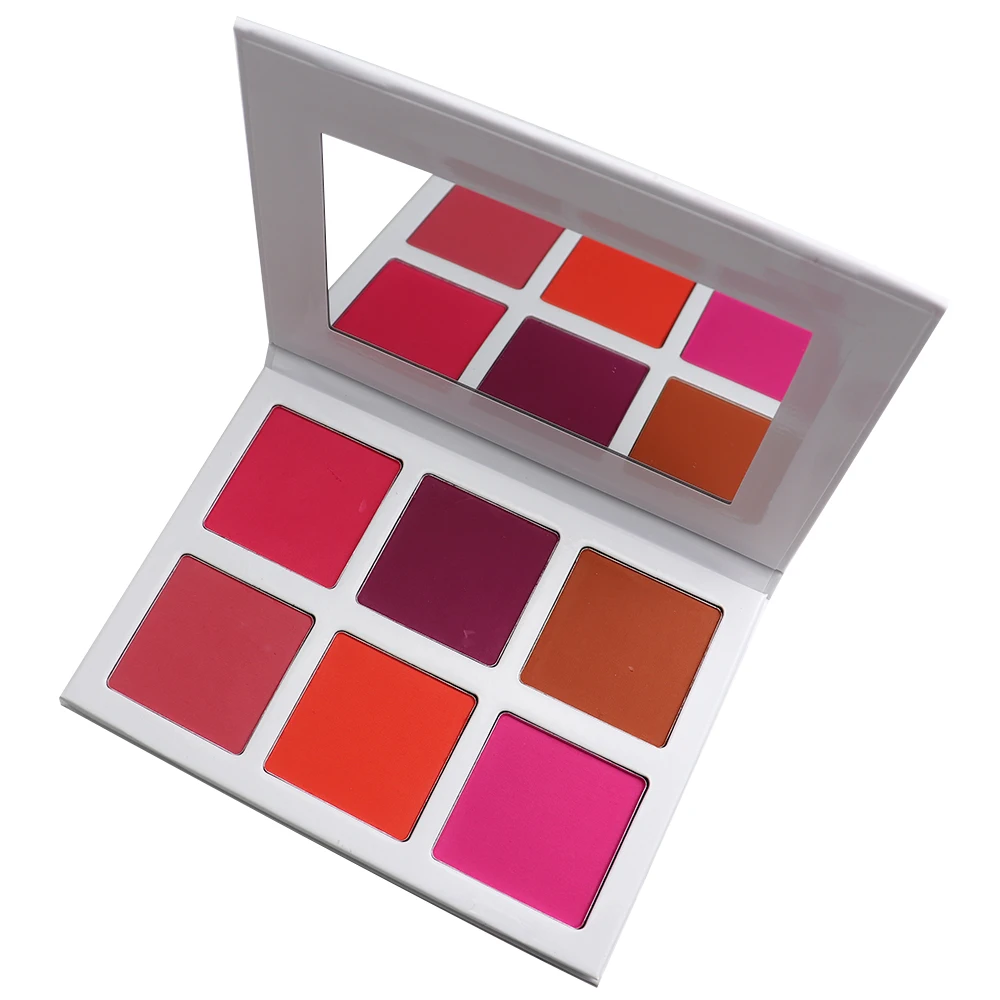 Private Label Long Lasting Cheap 6 Color Face Blush Palette with Brush for Women