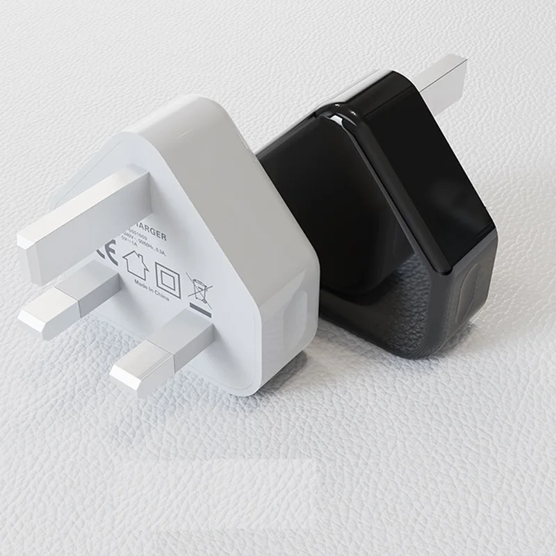 UK 5V1A Portable Pure Copper Nickel Plated Pins USB Wall Charger AC DC Power Adapter Socket Outlet Plug-In Black Color