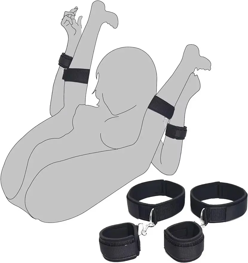 Sex Bondage Wrist & Thigh Cuffs BDSM Restraints Set Adjustable Leg Straps Handcuffs for Couple Beginner SM Game Play