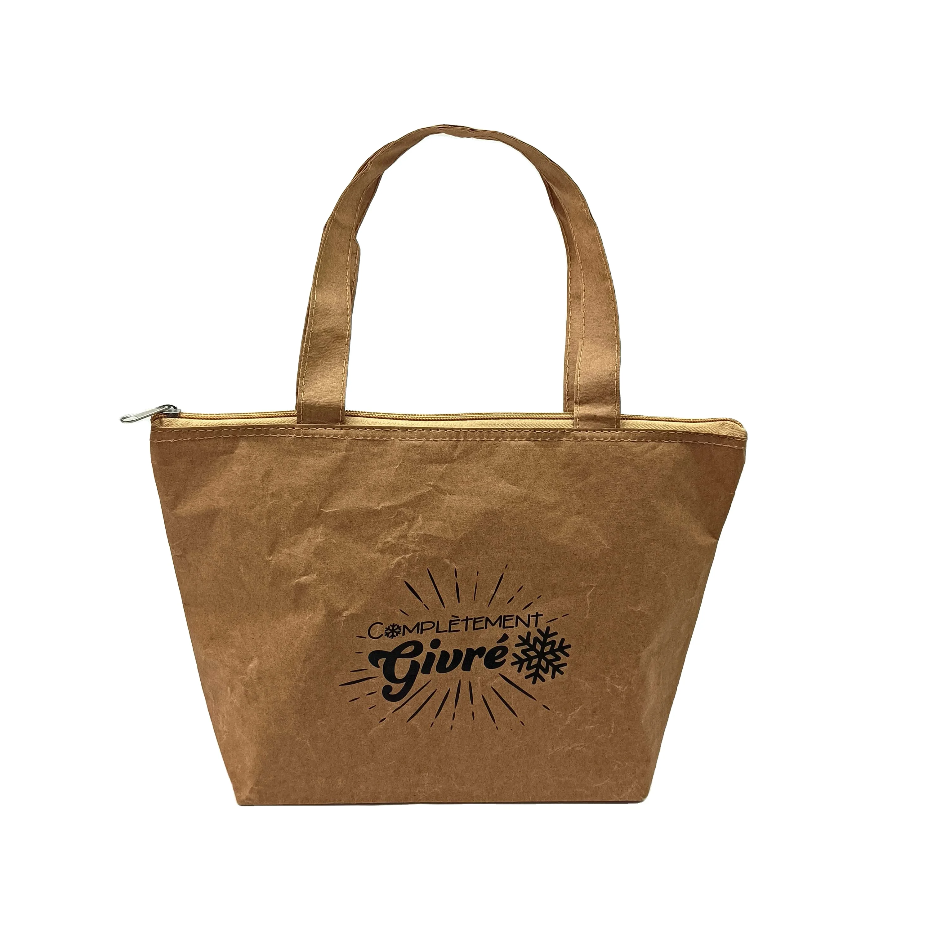 Reusable Eco-friendly kraft paper handbag letter design tote bag Seafood Thermal insulation lunch bag