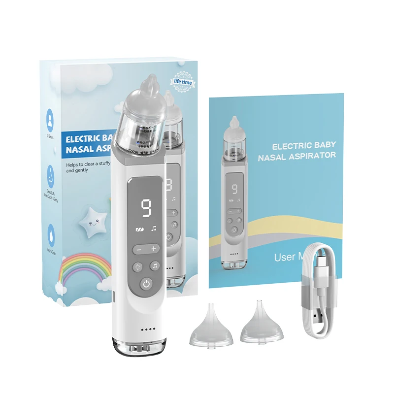 2024 Newly designed low-noise household newborn silicone nasal aspirator with music baby electric nasal aspirator
