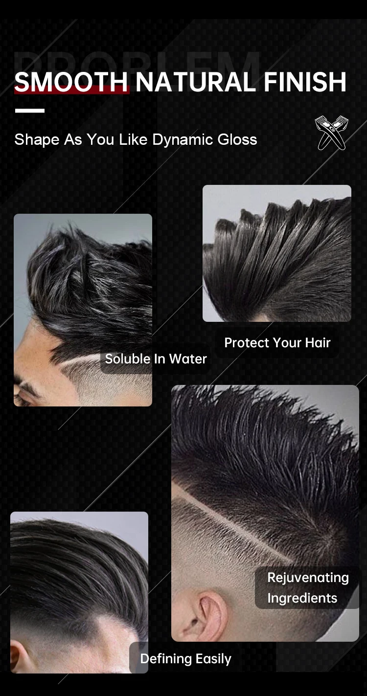 Customizie scent water soluble all natural vitamin firm hold hair pomade water based oem custom strong hold high shine