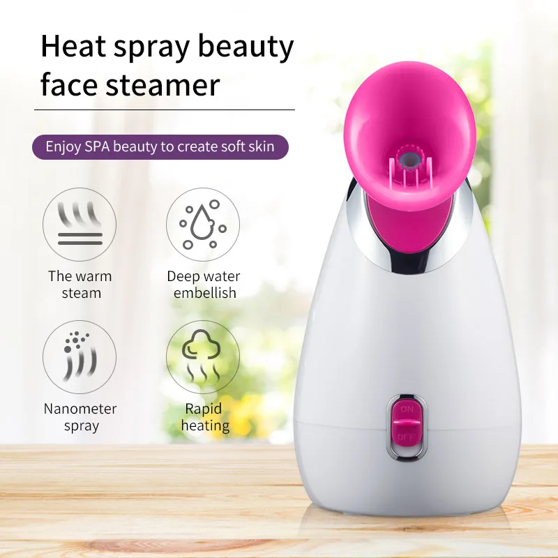 
Hot Selling In US America Amazon Face Spa Equipment Hot Steam Manual Nano Ionic spa facial steamer private label with stand 