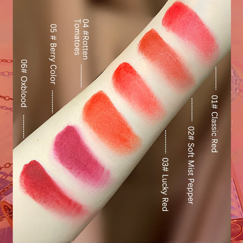 Alobon Diamonds Moisturizing Carved Surface Chain Bag Style Lipstick Waterproof Long Lasting Non-stick Cup Matte Velvet Lipstick