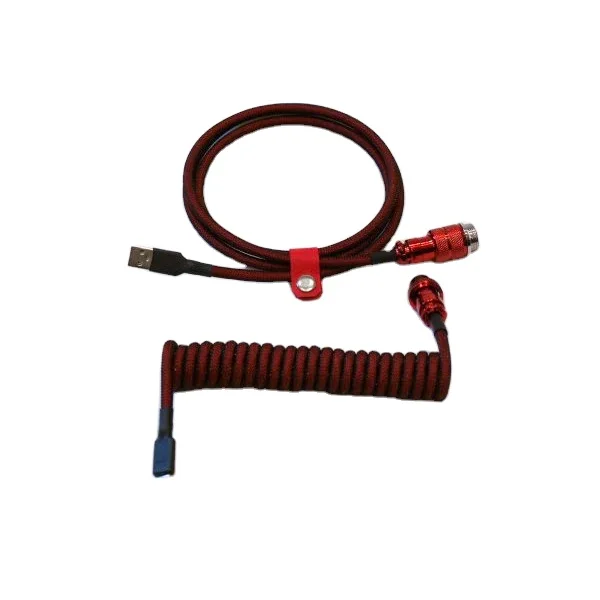 Custom Coiled USB C Cable for Gaming Keyboard, Double-Sleeved Mechanical Keyboard Cable with Detachable Metal Aviator