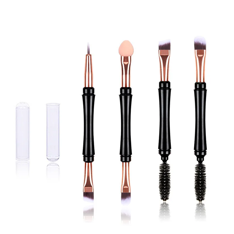 Wholesale price ZNYBEAUTY single makeup brush with plastic protective cover 4colors double head brush high quality